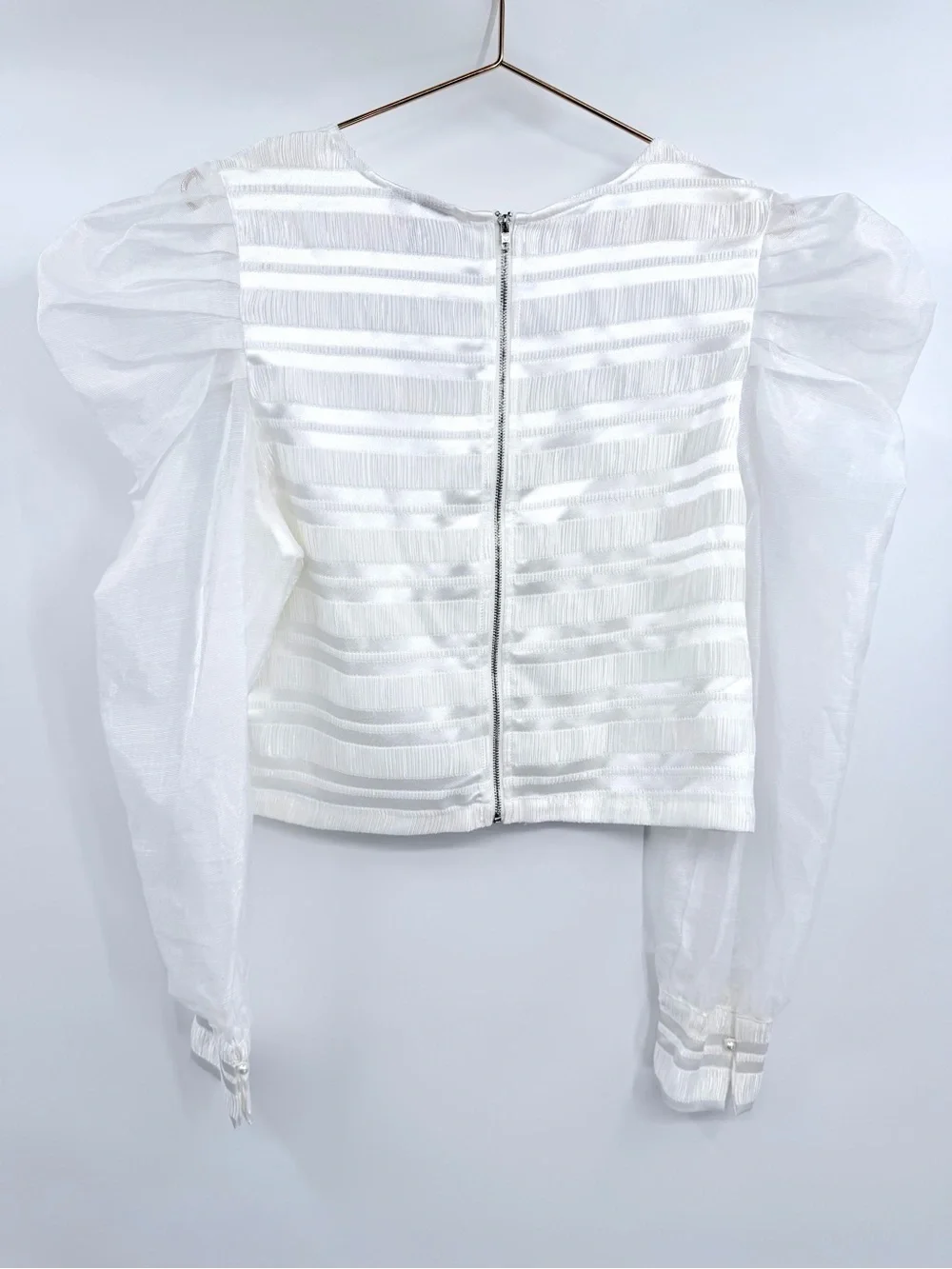 DOLAN Anthropologie White Textured Puff Sleeve Blouse Size L NWT
